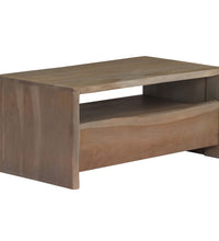Couchtisch Massivholz Akazie Naturkanten 90x50x40 cm Grau