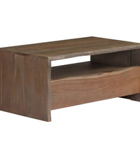Couchtisch Massivholz Akazie Naturkanten 90x50x40 cm Grau