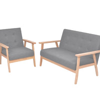 Sofa-Set 2-tlg. Stoff Hellgrau