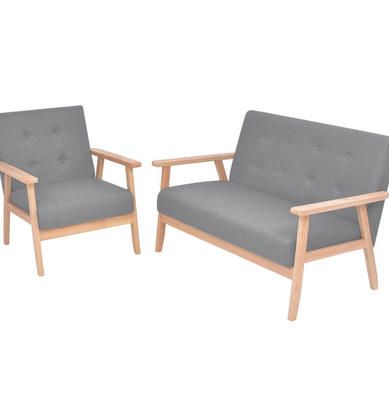 Sofa-Set 2-tlg. Stoff Hellgrau