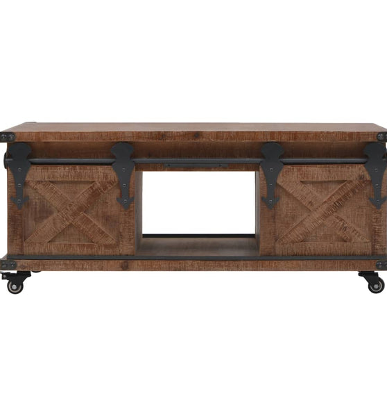 Couchtisch Massivholz Tanne 91x51x38 cm Braun