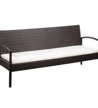 3-Sitzer-Gartensofa mit Auflagen Braun Poly Rattan