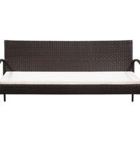 3-Sitzer-Gartensofa mit Auflagen Braun Poly Rattan