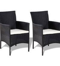 4-tlg. Garten-Lounge-Set mit Auflagen Poly Rattan Schwarz