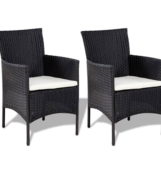 4-tlg. Garten-Lounge-Set mit Auflagen Poly Rattan Schwarz