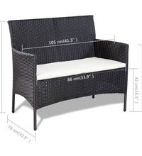 4-tlg. Garten-Lounge-Set mit Auflagen Poly Rattan Schwarz