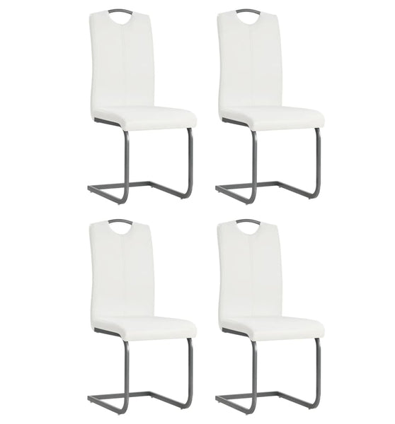 Freischwinger 4 Stk. Weiß Kunstleder