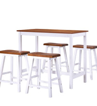 Bartisch- und Hocker-Set 5-tlg. Massivholz