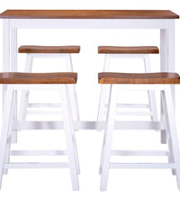 Bartisch- und Hocker-Set 5-tlg. Massivholz