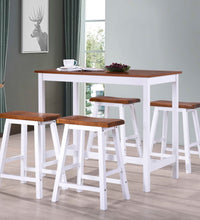 Bartisch- und Hocker-Set 5-tlg. Massivholz