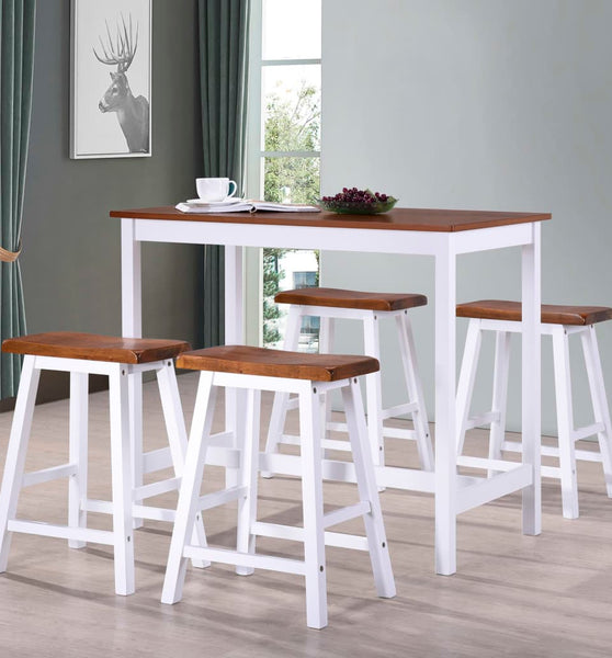 Bartisch- und Hocker-Set 5-tlg. Massivholz