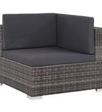 6-tlg. Garten-Lounge-Set mit Kissen Poly Rattan Grau