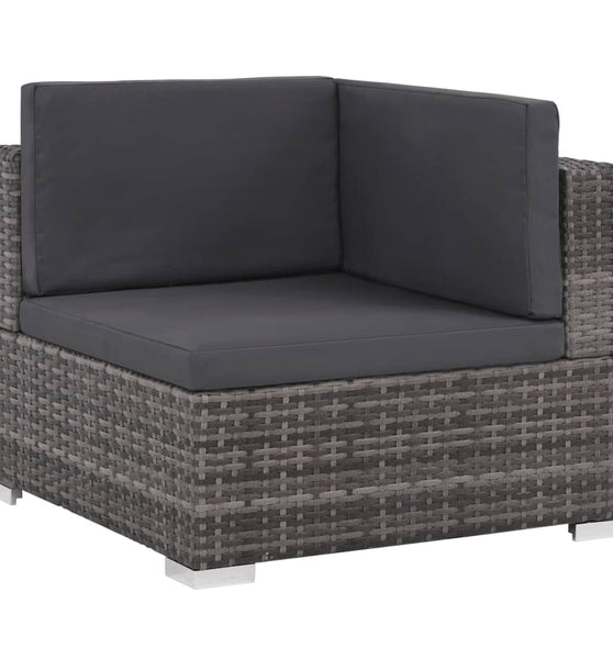 6-tlg. Garten-Lounge-Set mit Kissen Poly Rattan Grau