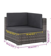 6-tlg. Garten-Lounge-Set mit Kissen Poly Rattan Grau