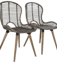 Esszimmerstühle 2 Stk. Braun Natürliches Rattan