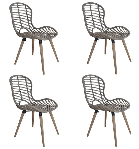Esszimmerstühle 4 Stk. Braun Natürliches Rattan