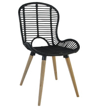 Esszimmerstühle 2 Stk. Schwarz Natur Rattan