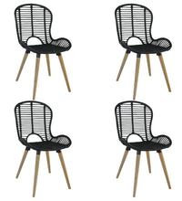 Esszimmerstühle 4 Stk. Schwarz Natur Rattan