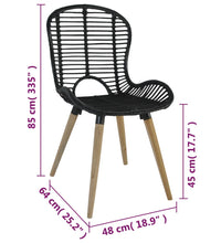 Esszimmerstühle 4 Stk. Schwarz Natur Rattan