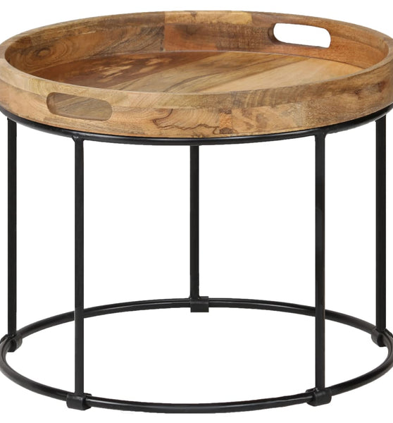 Couchtisch Massivholz Mango und Stahl 50x40 cm