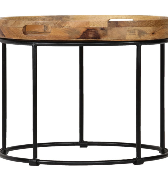 Couchtisch Massivholz Mango und Stahl 50x40 cm