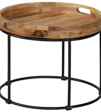 Couchtisch Massivholz Mango und Stahl 50x40 cm