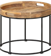Couchtisch Massivholz Mango und Stahl 50x40 cm