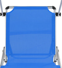 Sonnenliege Klappbar mit Sonnenschutz Alu und Textilene Blau