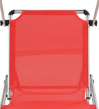 Sonnenliege Klappbar mit Sonnenschutz Alu und Textilene Rot