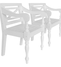 Batavia-Stühle 2 Stk. Weiß Mahagoni Massivholz
