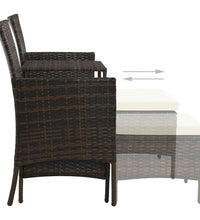 2-Sitzer-Gartensofa mit Tisch & Hocker Poly Rattan Braun