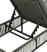 Sonnenliege mit Auflage Poly Rattan Grau