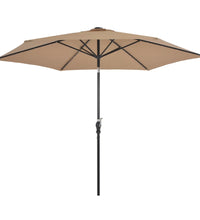 Sonnenschirm mit LED-Leuchten und Stahlmast 300 cm Taupe