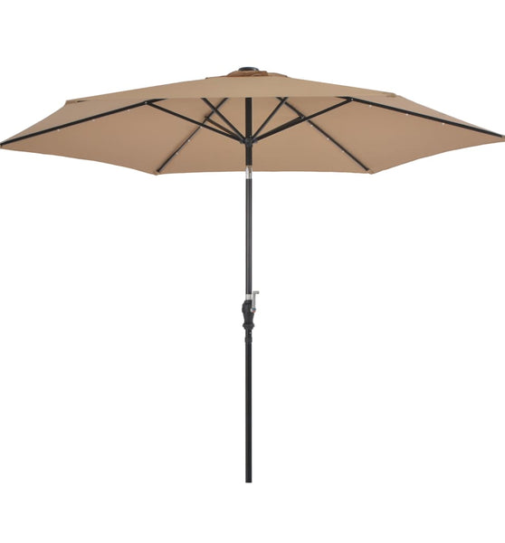 Sonnenschirm mit LED-Leuchten und Stahlmast 300 cm Taupe