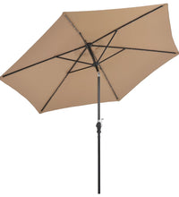 Sonnenschirm mit LED-Leuchten und Stahlmast 300 cm Taupe
