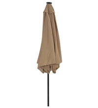 Sonnenschirm mit LED-Leuchten und Stahlmast 300 cm Taupe