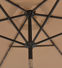 Sonnenschirm mit LED-Leuchten und Stahlmast 300 cm Taupe