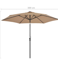 Sonnenschirm mit LED-Leuchten und Stahlmast 300 cm Taupe