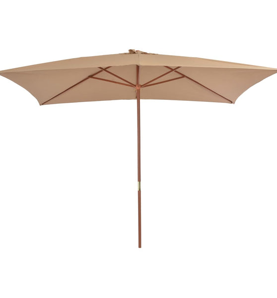 Sonnenschirm mit Holz-Mast 200x300 cm Taupe