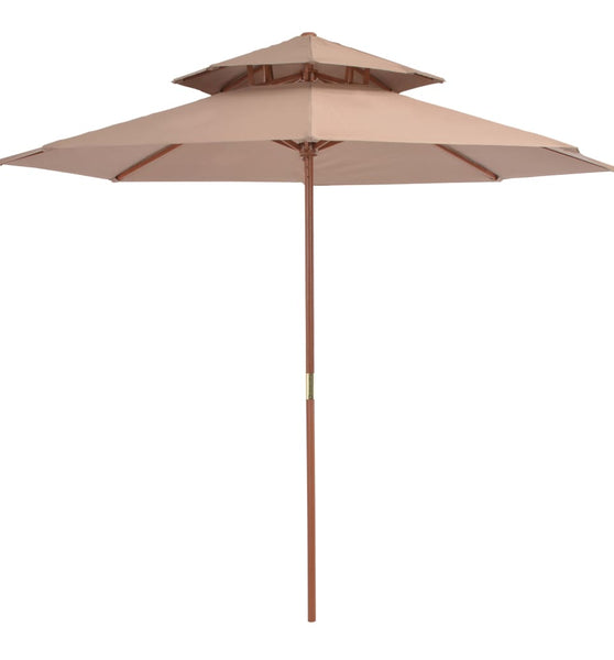Sonnenschirm mit Entlüftung und Holz-Mast 270 cm Taupe