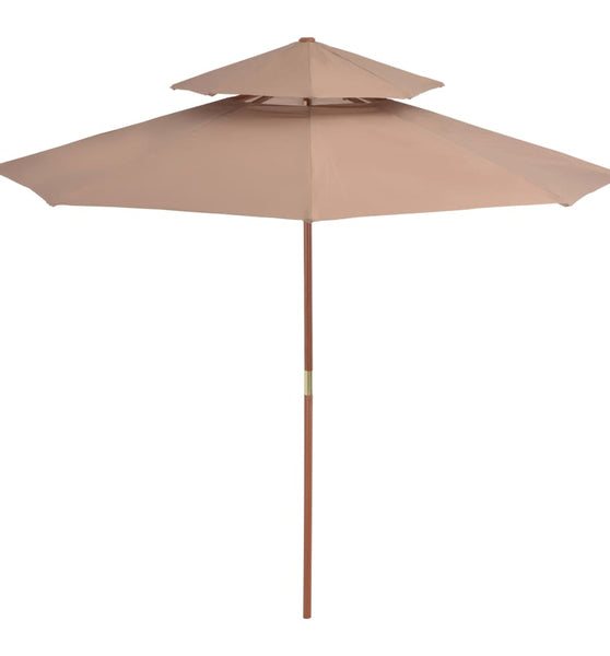 Sonnenschirm mit Entlüftung und Holz-Mast 270 cm Taupe