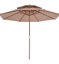 Sonnenschirm mit Entlüftung und Holz-Mast 270 cm Taupe