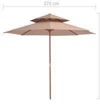 Sonnenschirm mit Entlüftung und Holz-Mast 270 cm Taupe