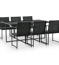 7-tlg. Garten-Essgruppe mit Auflagen Poly Rattan Schwarz