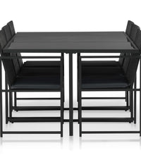 7-tlg. Garten-Essgruppe mit Auflagen Poly Rattan Schwarz