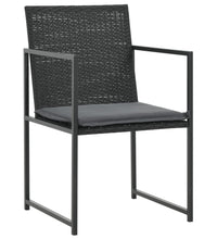 7-tlg. Garten-Essgruppe mit Auflagen Poly Rattan Schwarz