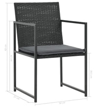 7-tlg. Garten-Essgruppe mit Auflagen Poly Rattan Schwarz