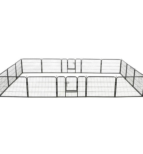 Hunde-Laufstall 16 Paneele Stahl 60x80 cm Schwarz