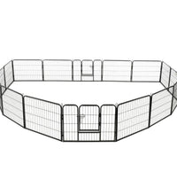 Hunde-Laufstall 16 Paneele Stahl 60x80 cm Schwarz