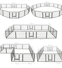 Hunde-Laufstall 16 Paneele Stahl 60x80 cm Schwarz